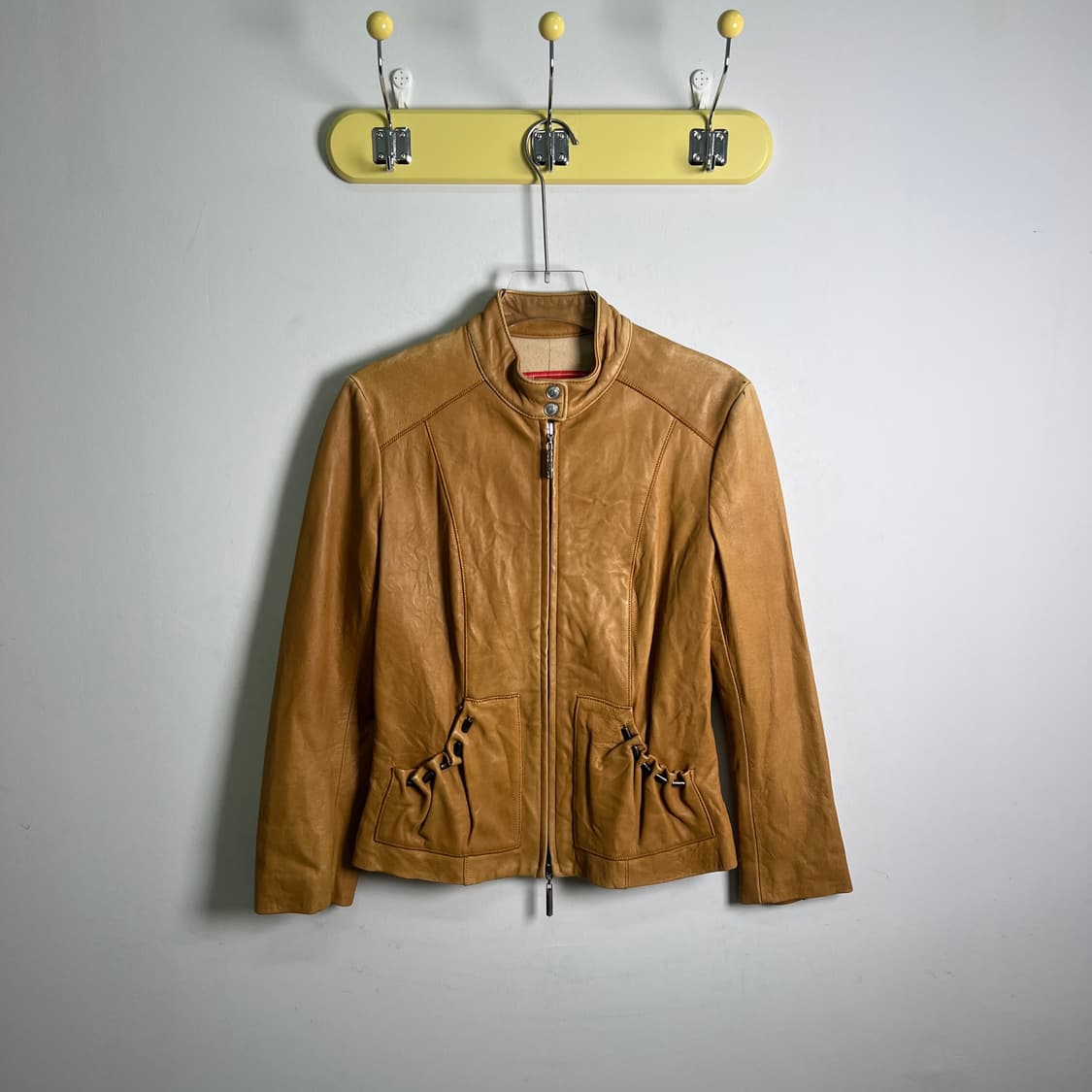 베르사체 진스 카라멜 모토 레더 자켓 S 상품이미지1