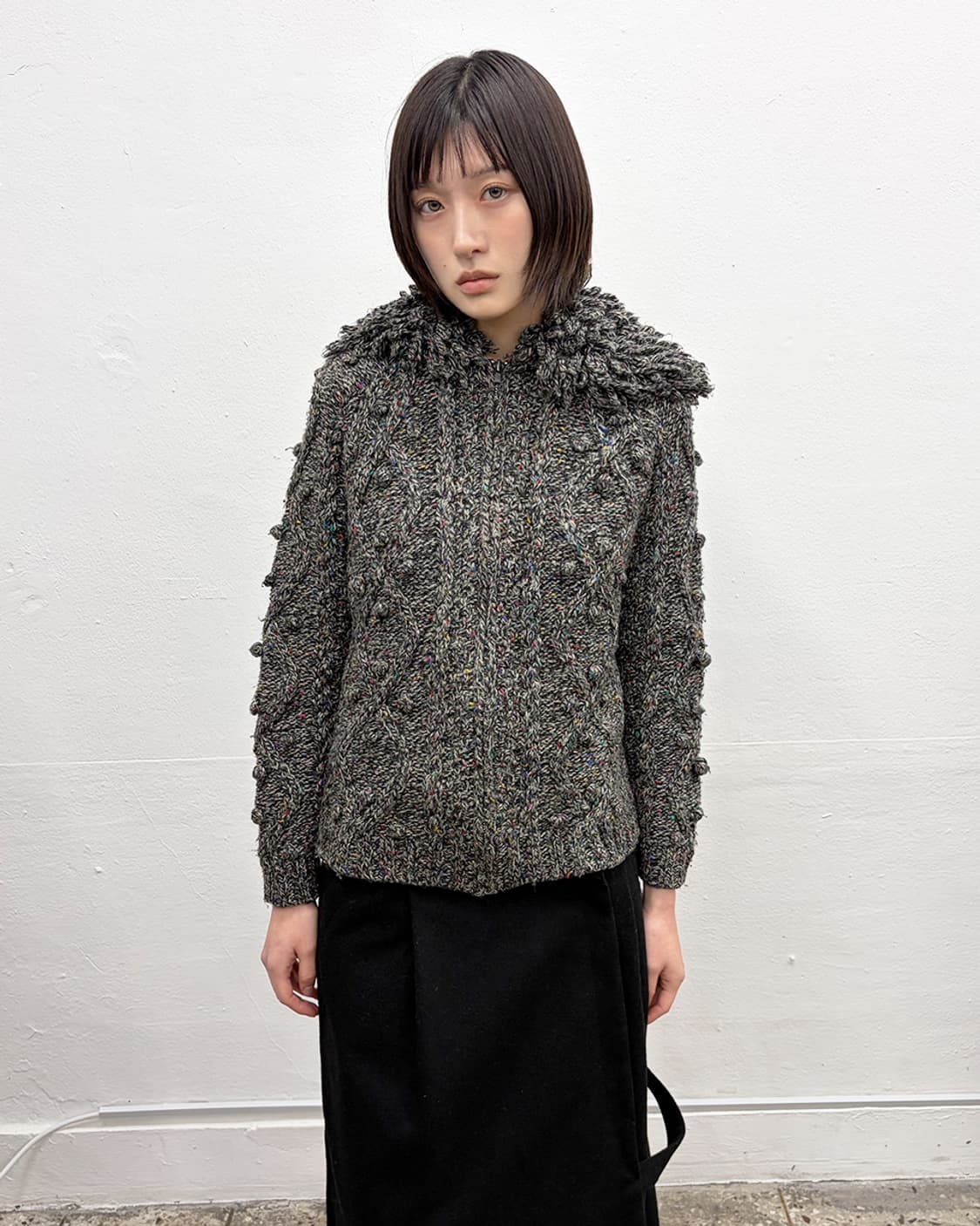 프렌치 디자이너 부클레 케이블 폼폼 자켓 상품이미지1