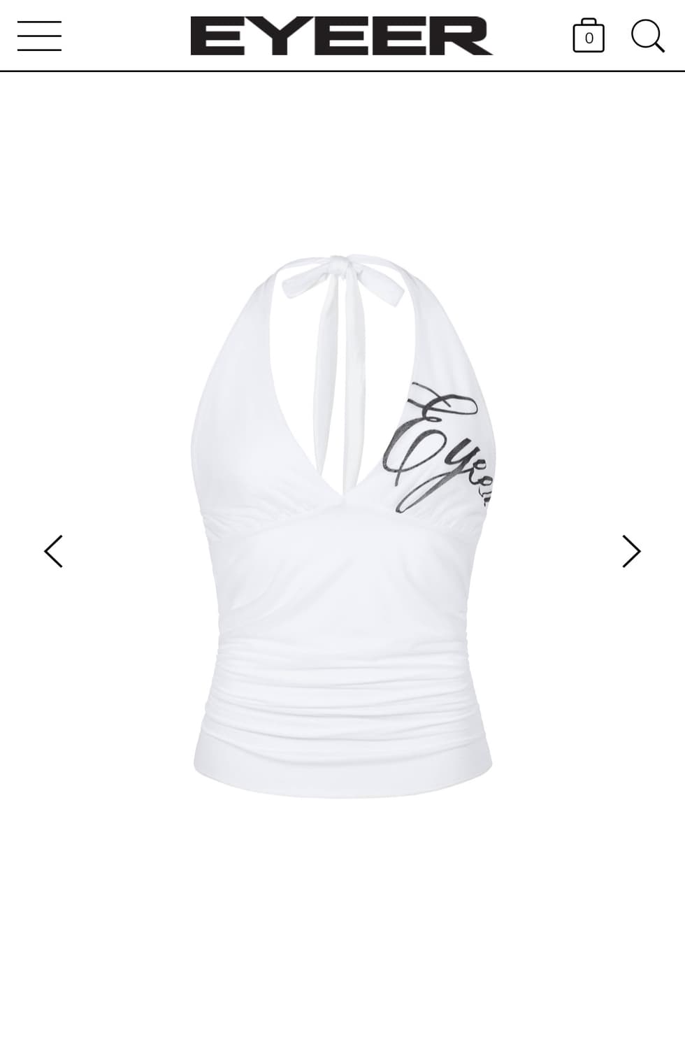 EYEER Script Logo Halter Neck Top- White 상품이미지1