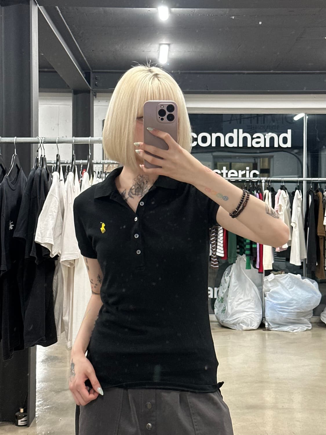폴로 랄프로렌 슬림핏 블랙 카라 반팔 티셔츠 상품이미지3