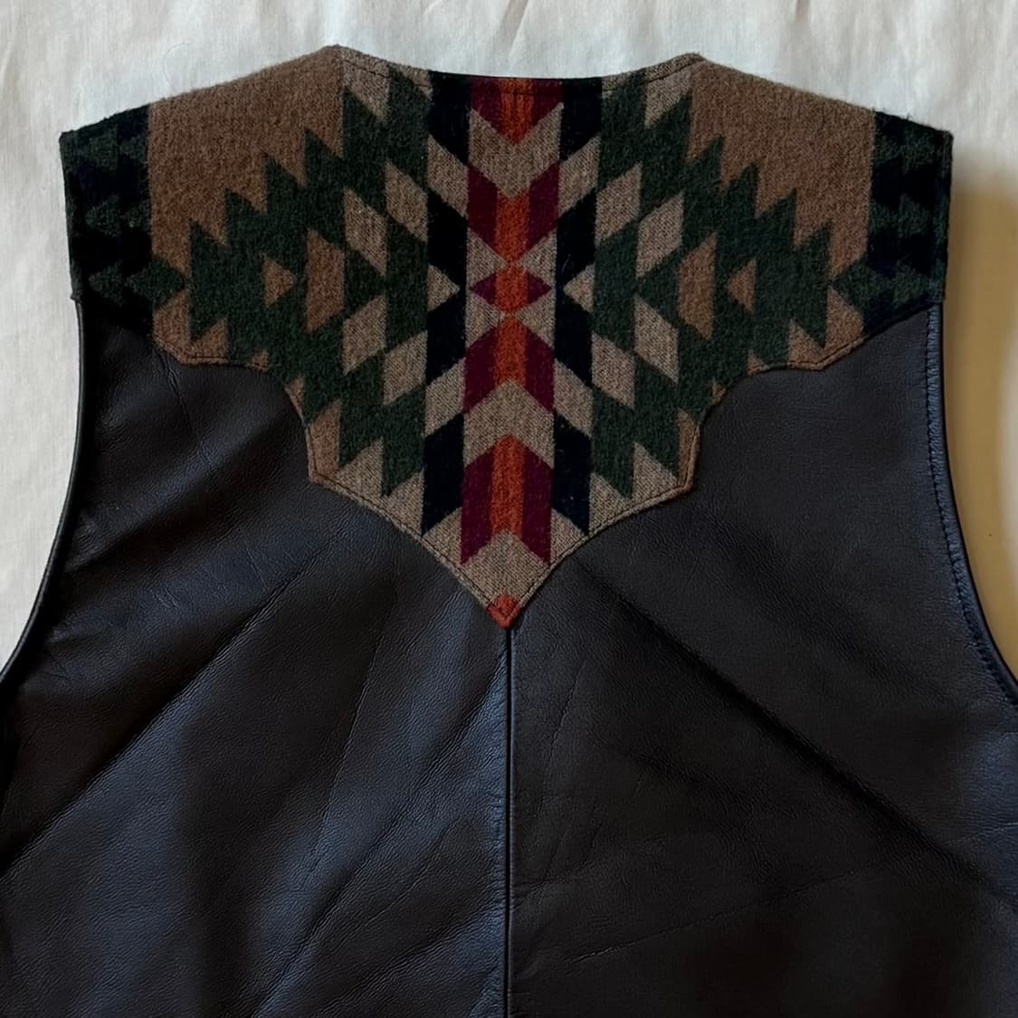 [L/102] Navajo Blanket 다크 브라운 레더 웨스턴 베스트 상품이미지8