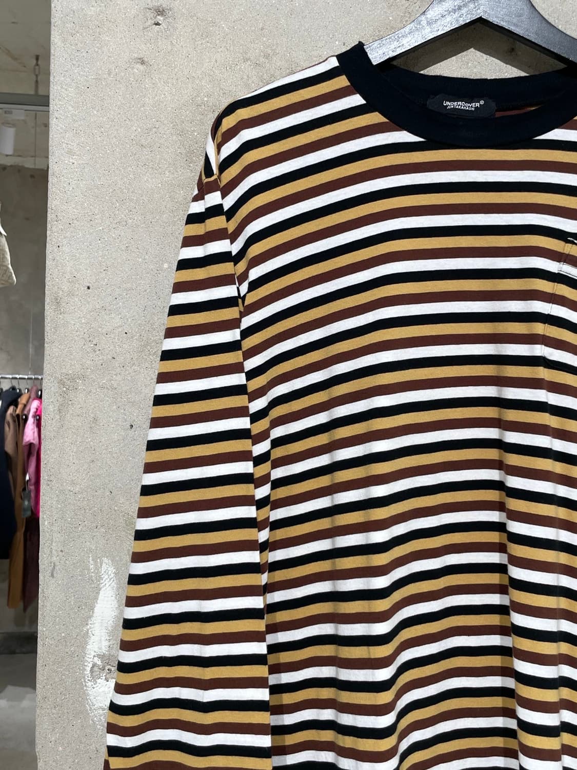 언더커버 믹스 싱글 포켓 스트라이프 크루넥 롱 슬리브 상품이미지2