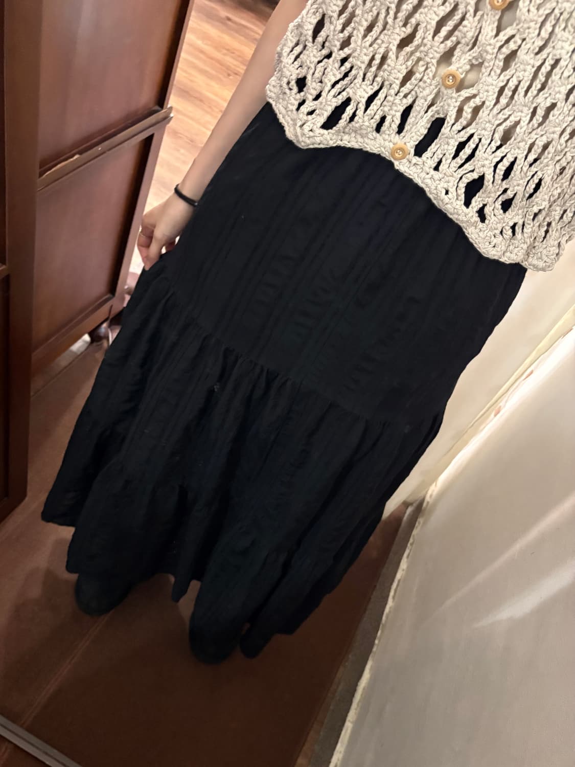 jpn vintage black ruffle long-skirt 상품이미지1