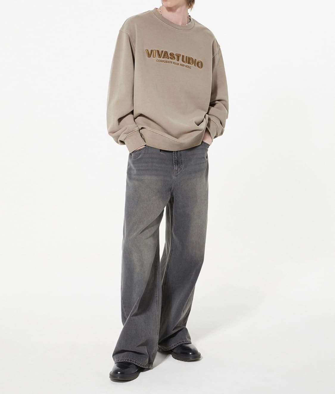 비바스튜디오 와이드 데님팬츠(샌드블랙/S) 슬로우애시드엘무드르아르낫포너드 상품이미지6