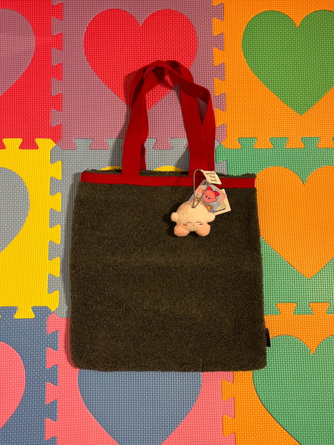 후리스재질 그레이 핸드백 ⭐️ 상품이미지6