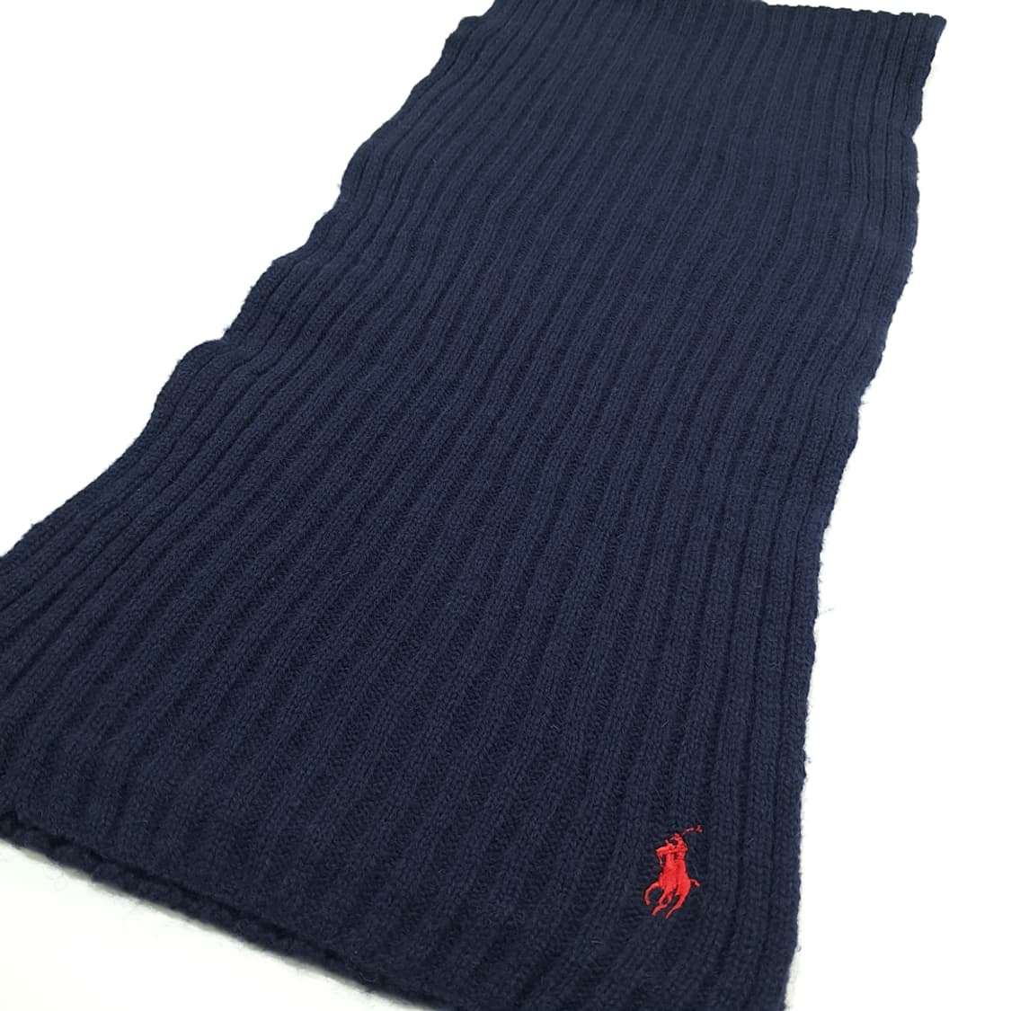MX306 폴로 랄프로렌 다크네이비 리브드 램스울 니트 목도리 머플러 상품이미지2