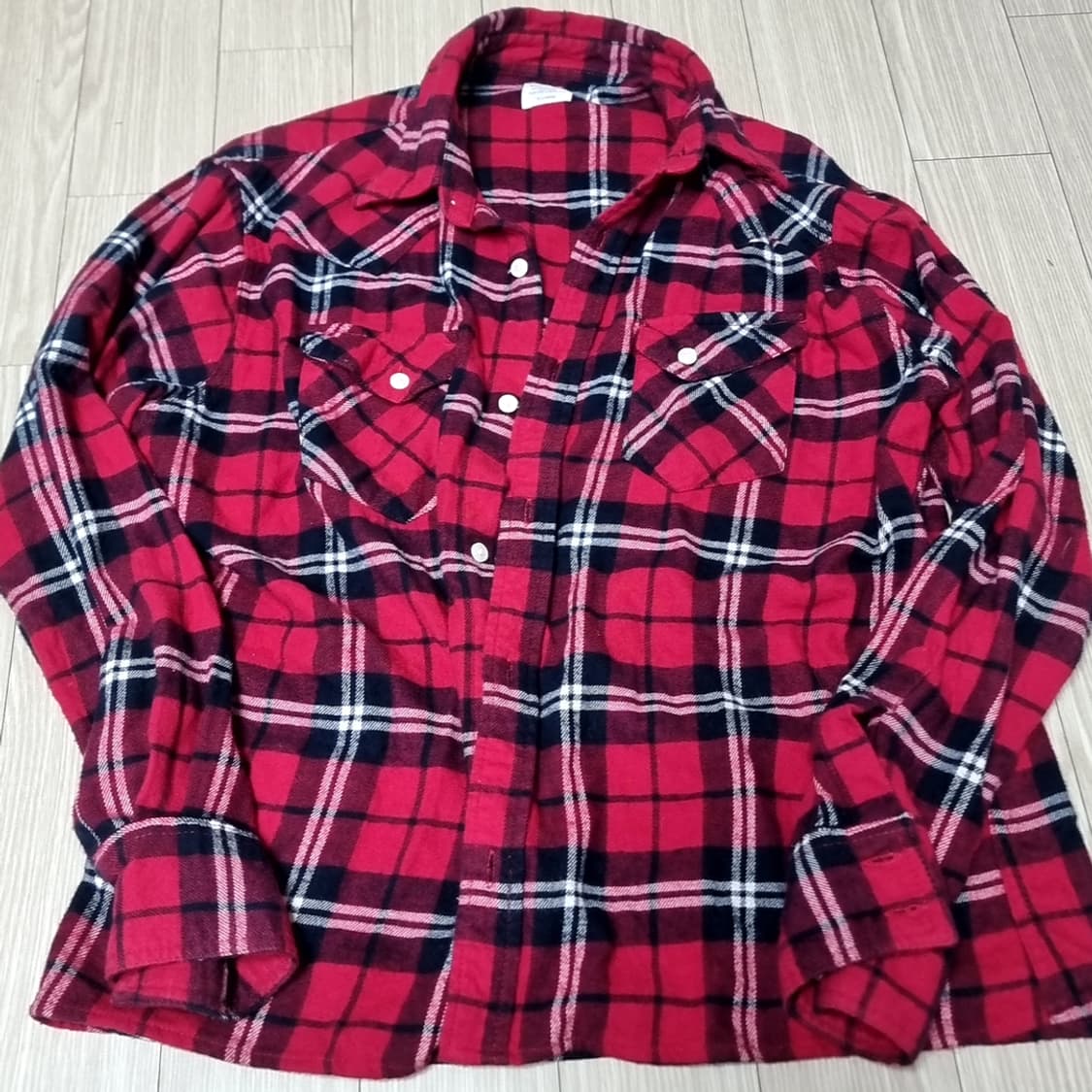 백 넘버 일판 레드 체크 남방 셔츠 긴팔(100) 상품이미지1