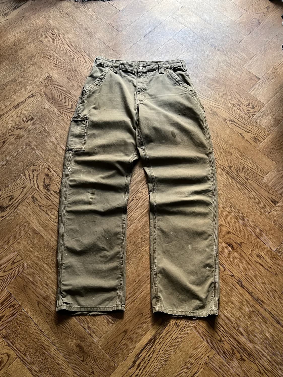 [34]칼하트 USA 더티워싱 라이트브라운 싱글니 워크 팬츠 상품이미지1