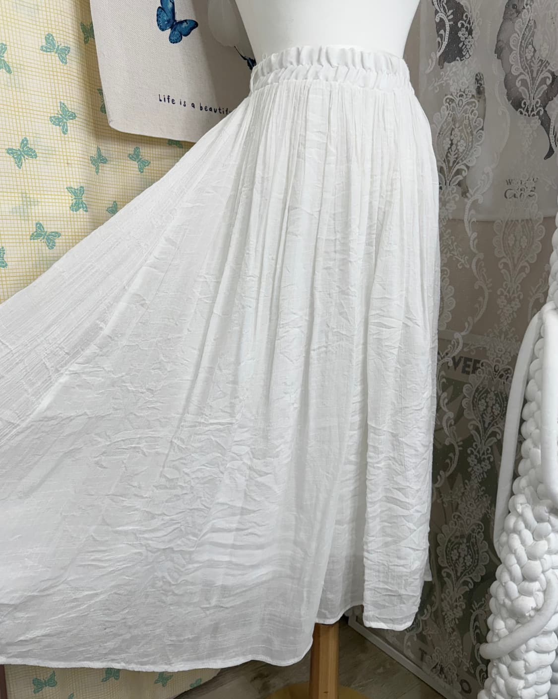 화이트 밴딩 롱 스커트 상품이미지4