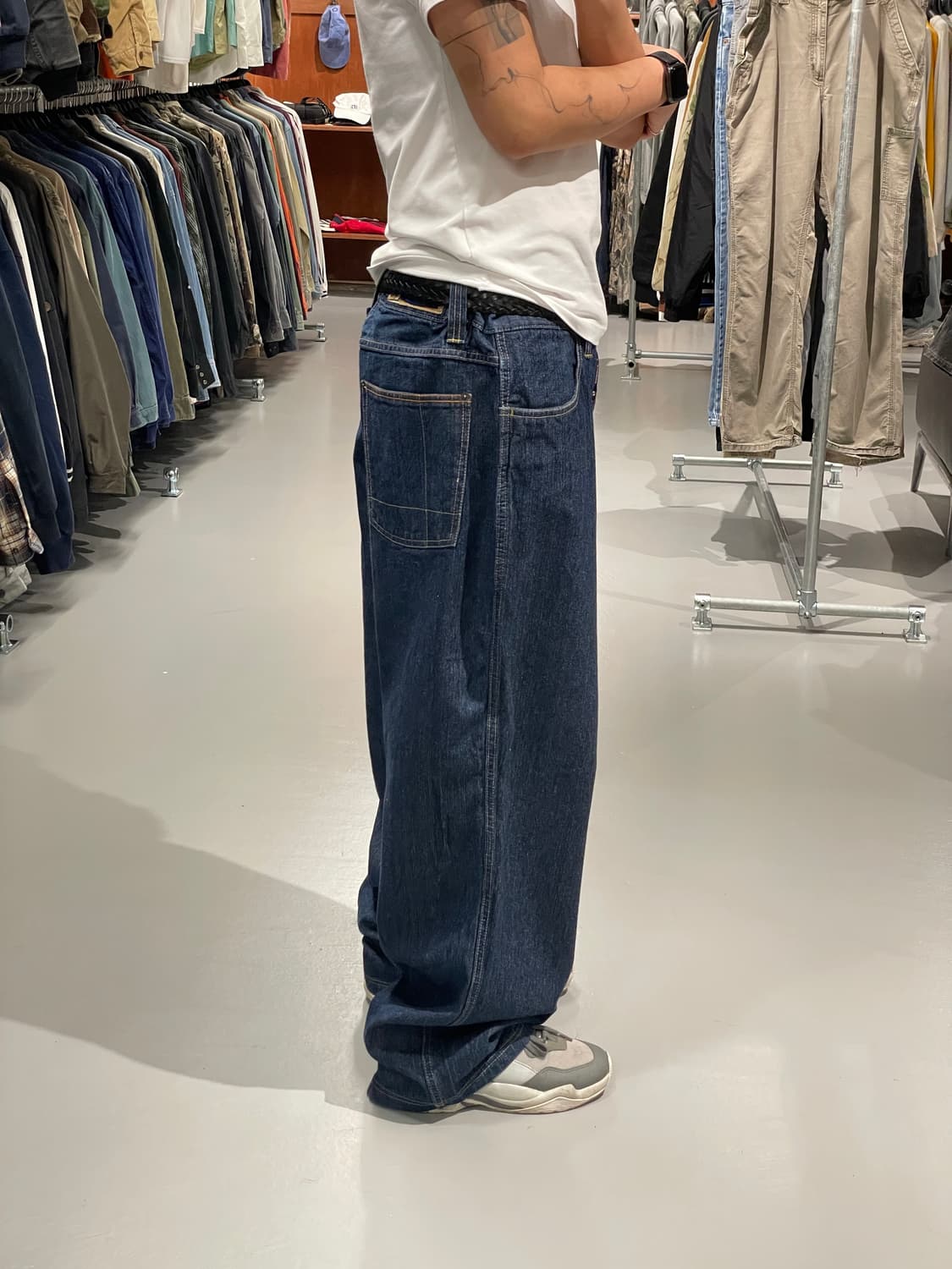 빈티지 올드스쿨 힙합 진청 데님 팬츠  상품이미지2