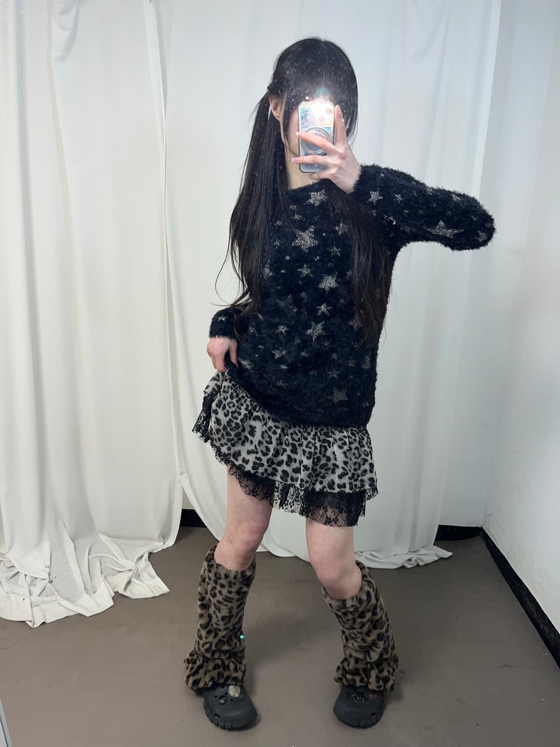 별 패턴 앙고라 니트 상품이미지5