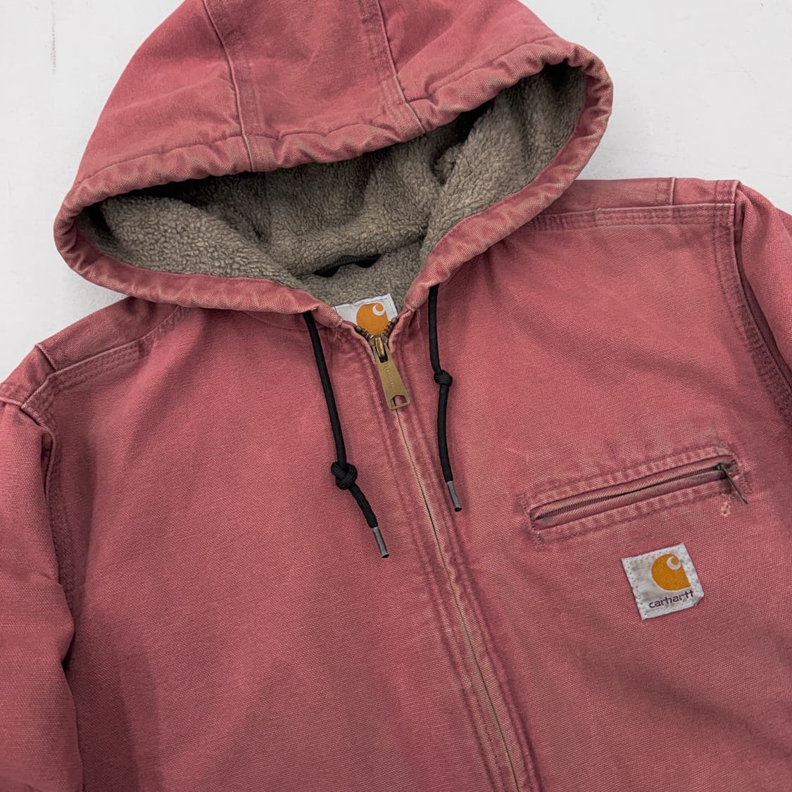 칼하트 OG W141 VRS 살몬 핑크 덕액티브 후드 워크자켓 J130 상품이미지4