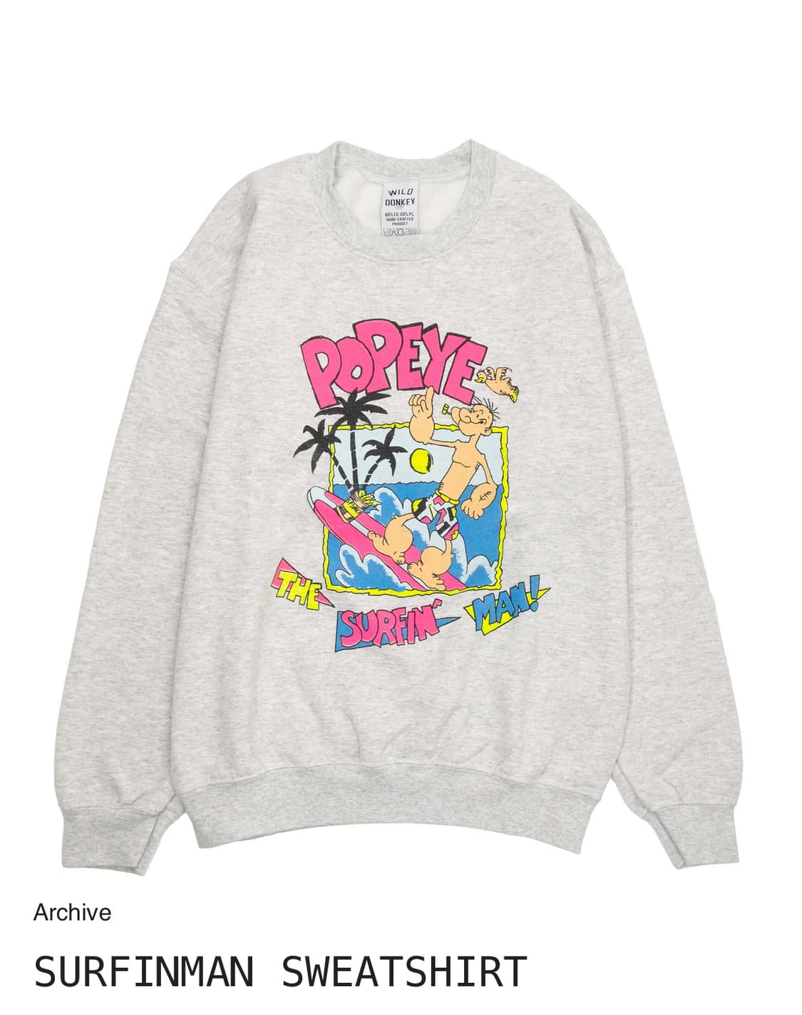 와일드동키 뽀빠이 서핑맨 스웻셔츠 맨투맨 상품이미지1