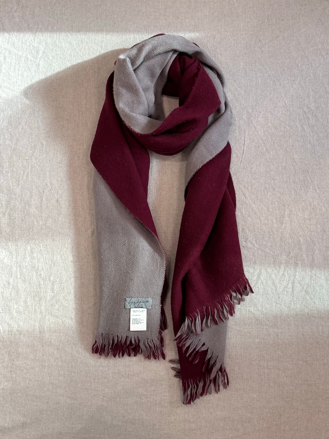 요지야마모토 뿌르옴므 바이컬러 울 머플러 상품이미지1