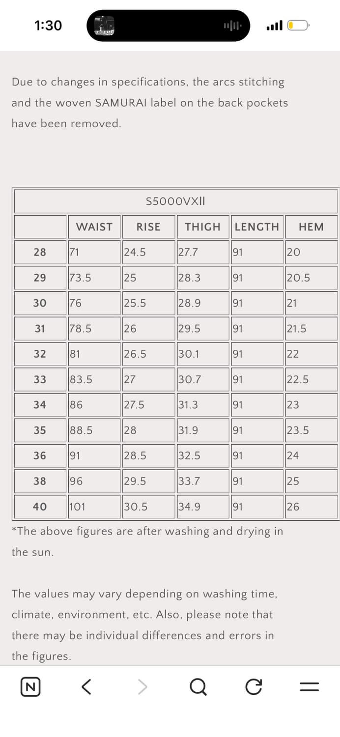 사무라이진스 S5000VXⅡ 모델 ZERO W34 L36 상품이미지10