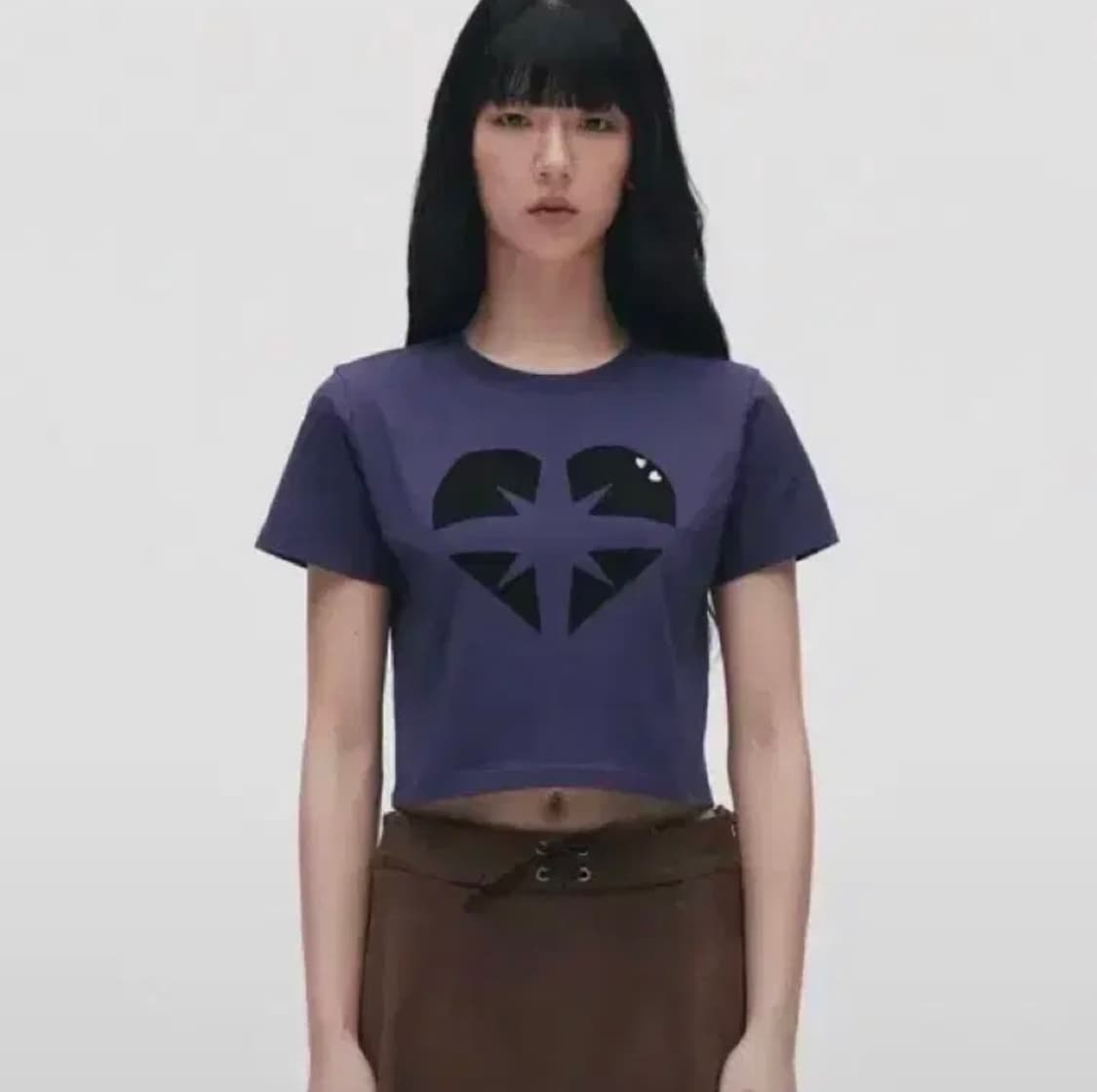 새상품) 틸던 하트 크롭탑 다크 퍼플 상품이미지2