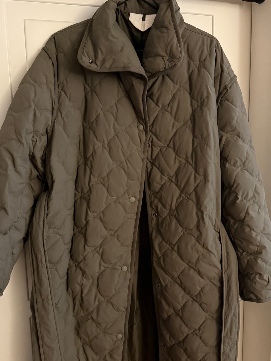 아르켓 다운 퀼팅 벨티드 하이넥 롱 코트 자켓 상품이미지6