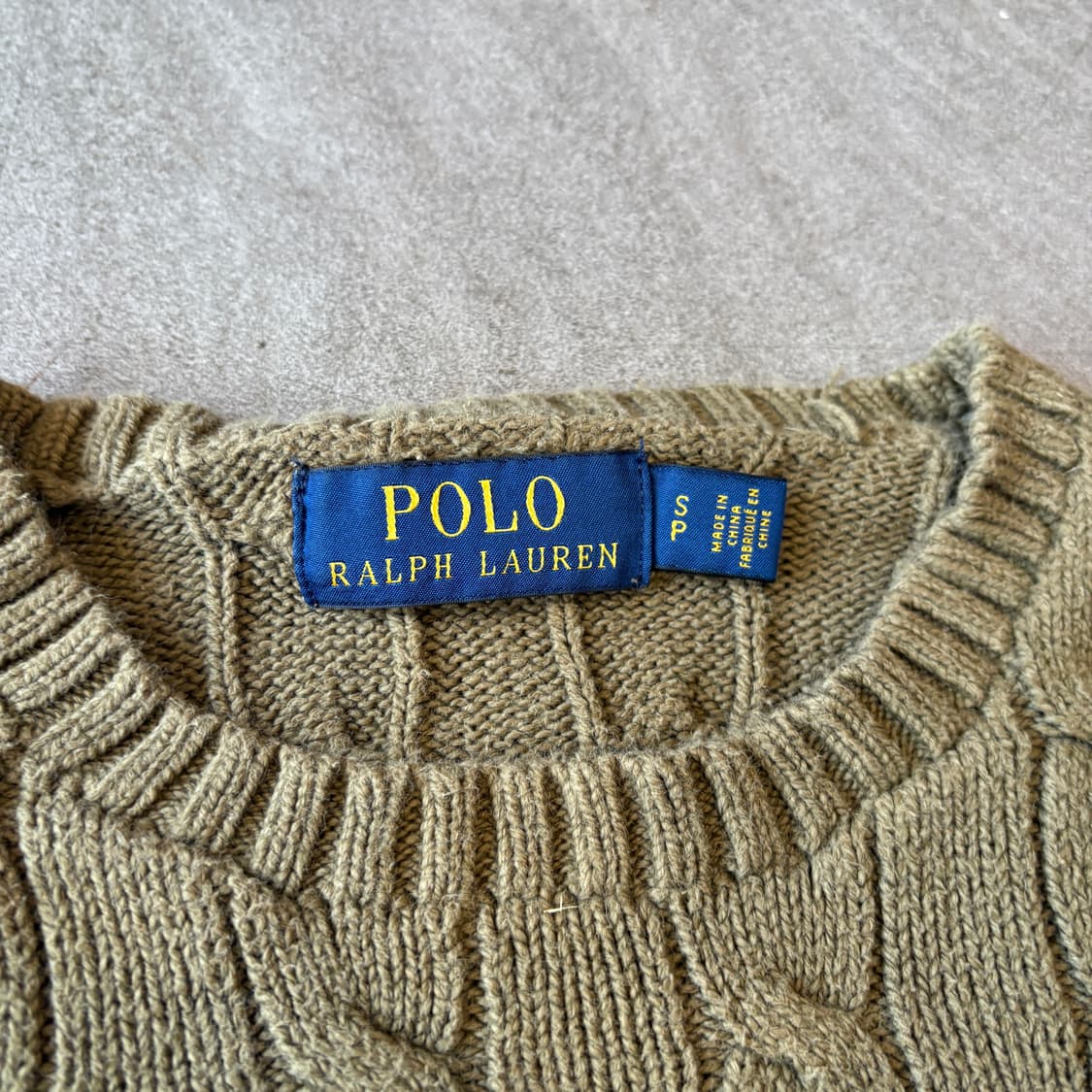 폴로 국내 매장 정품 카키 코튼 꽈배기 니트 상품이미지5