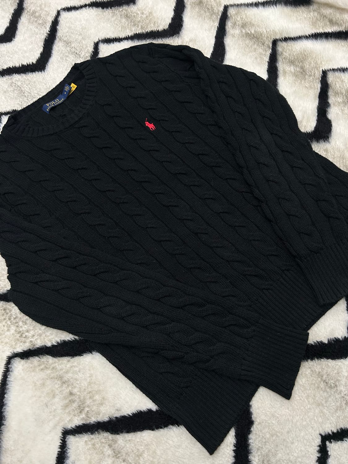 [M]폴로랄프로렌 라운드 꽈배기 니트/블랙 상품이미지2
