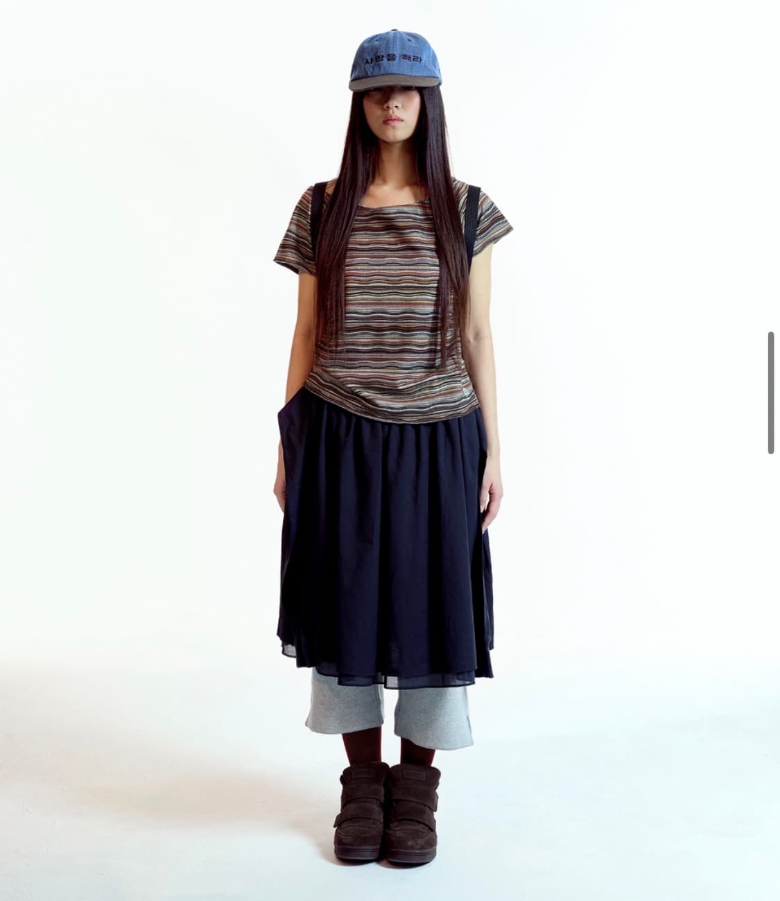 코이세이오 WAVE STRIPE KNIT T-SHIRT BROWN 상품이미지1