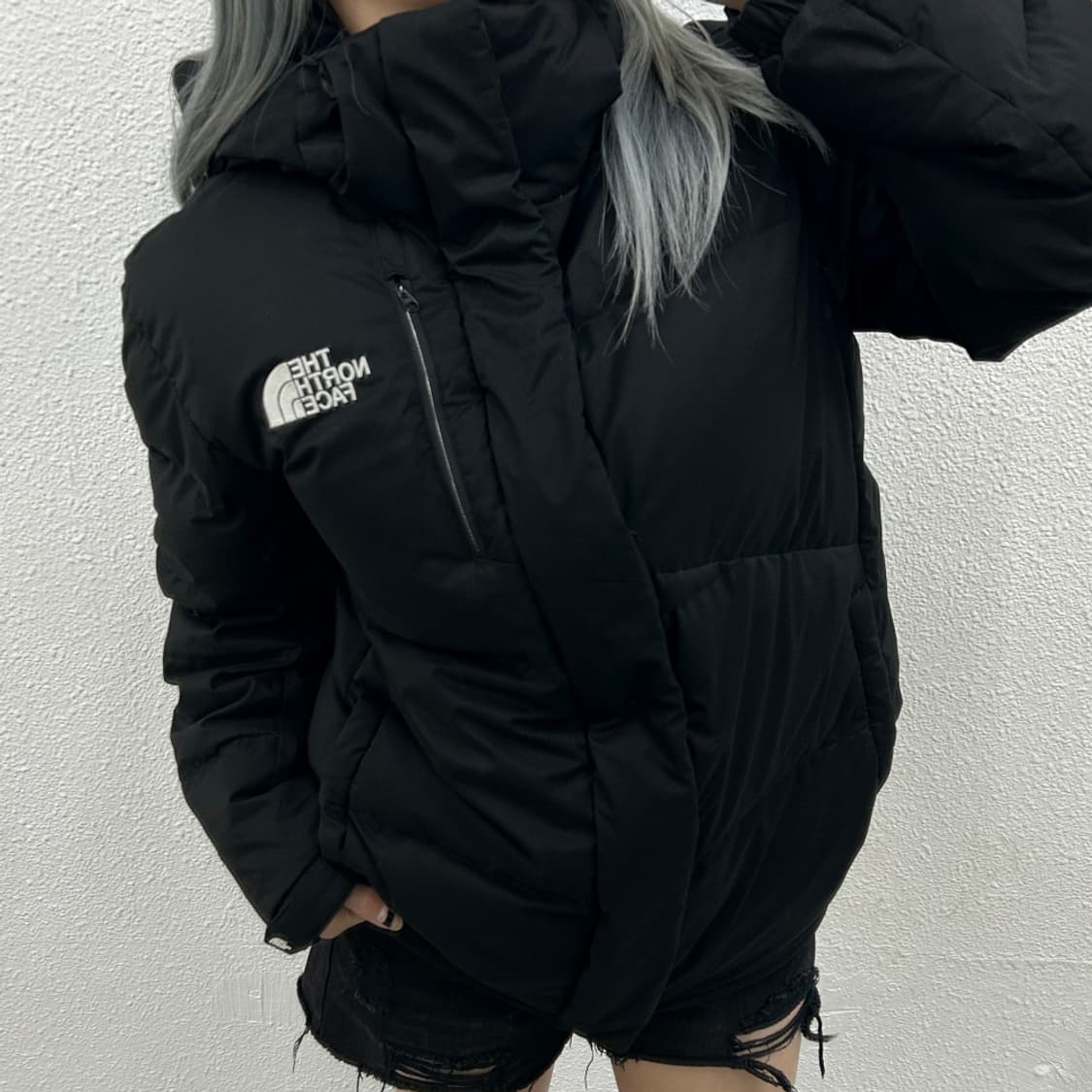 노스페이스 사이드포켓 후드 패딩 L 상품이미지2