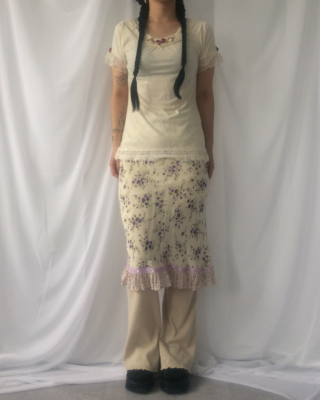 Flower pattern midi skirt 상품이미지4