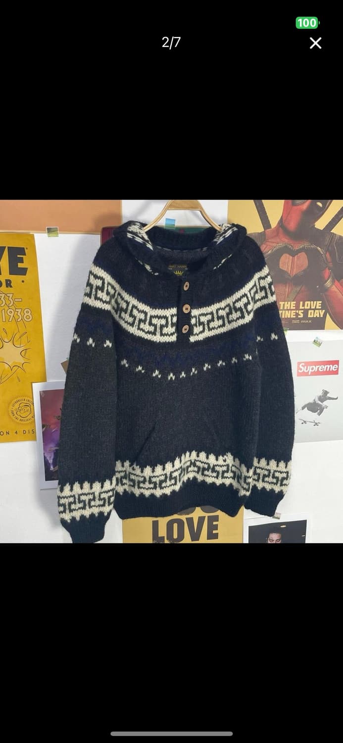 빈티지 울버튼 니트 후드 상품이미지2