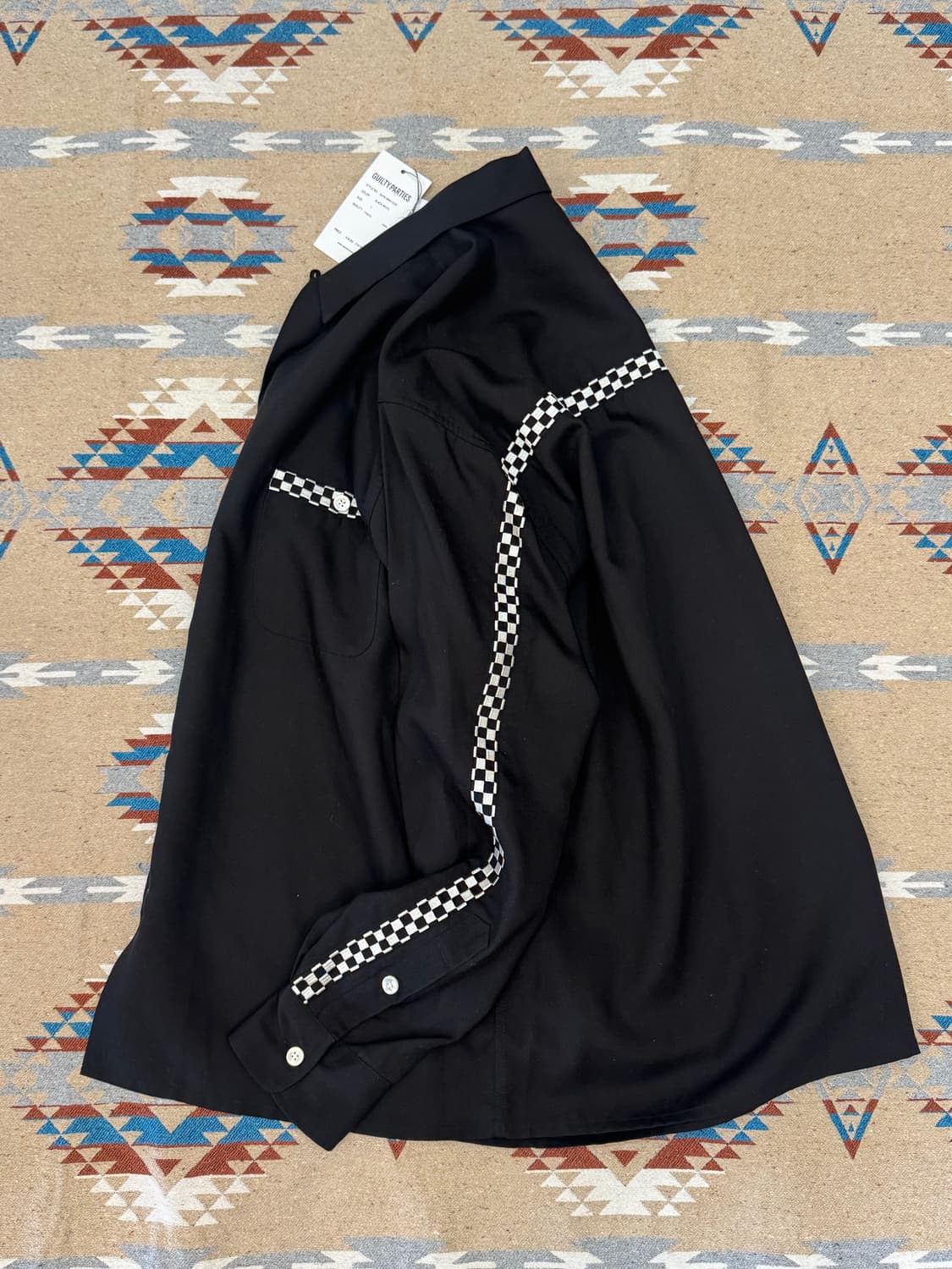 [L] 와코마리아 50‘s 오픈카라 셔츠 블랙  상품이미지5