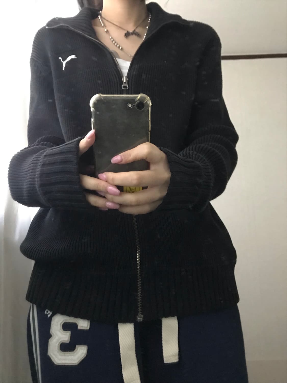 푸마 블랙 하이넥 니트집업 상품이미지3