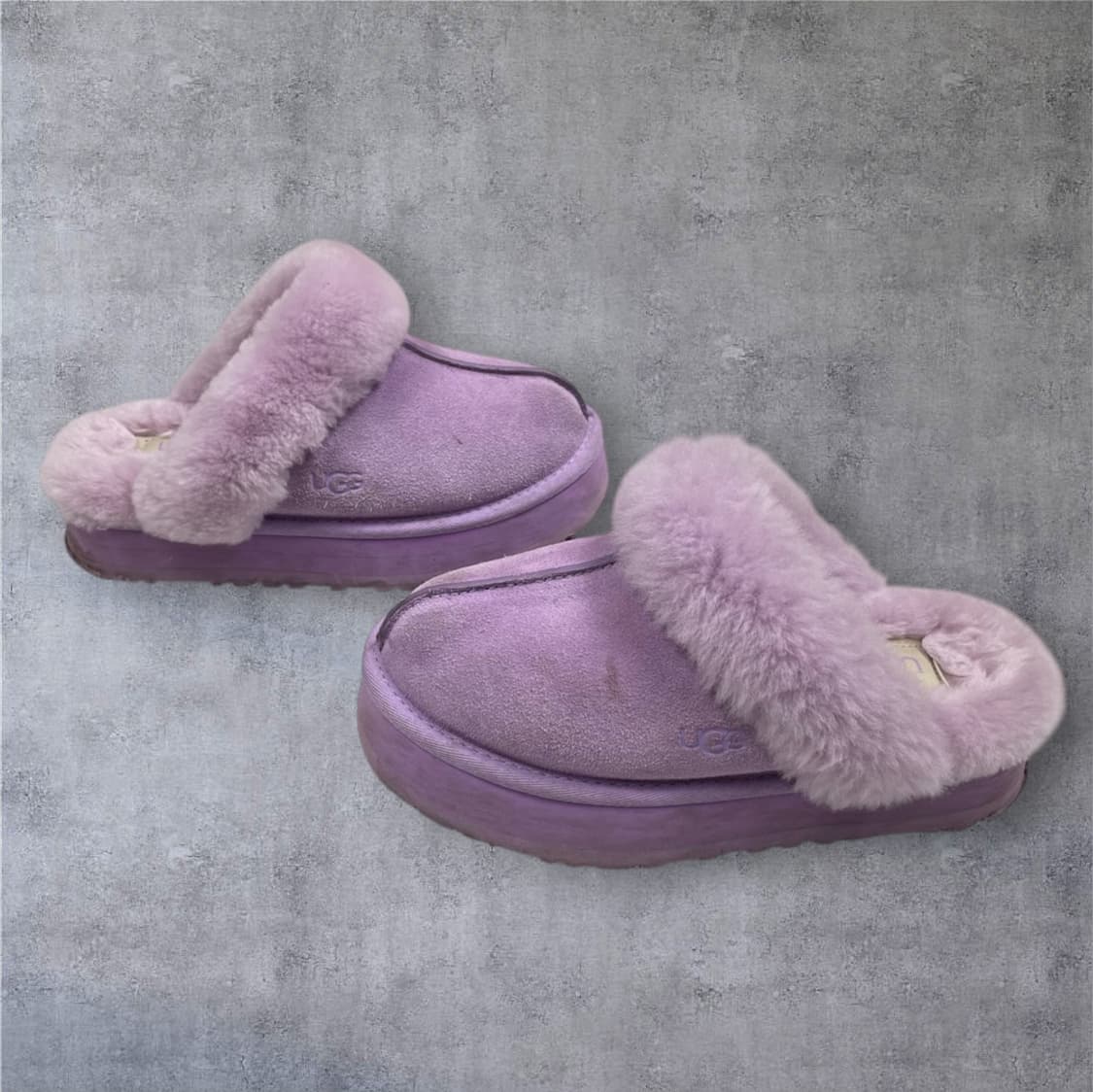 어그 Ugg 디스케트 라벤더 퍼플 퍼 굽 슬리퍼 EU37 상품이미지1