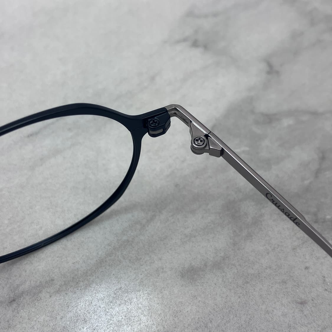 C70 크루세이드 Crusade 블랙 다각 오벌 메탈테 안경 상품이미지3