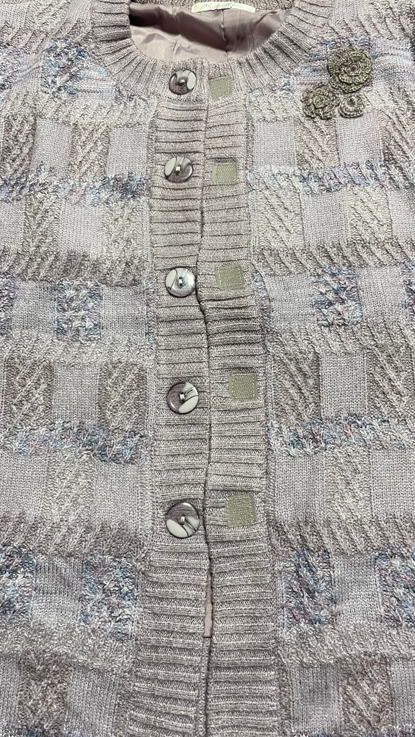 JPN 00s 일본 빈티지 Y2K 모리걸 반팔 플라워 체크 니트 가디건 상품이미지6