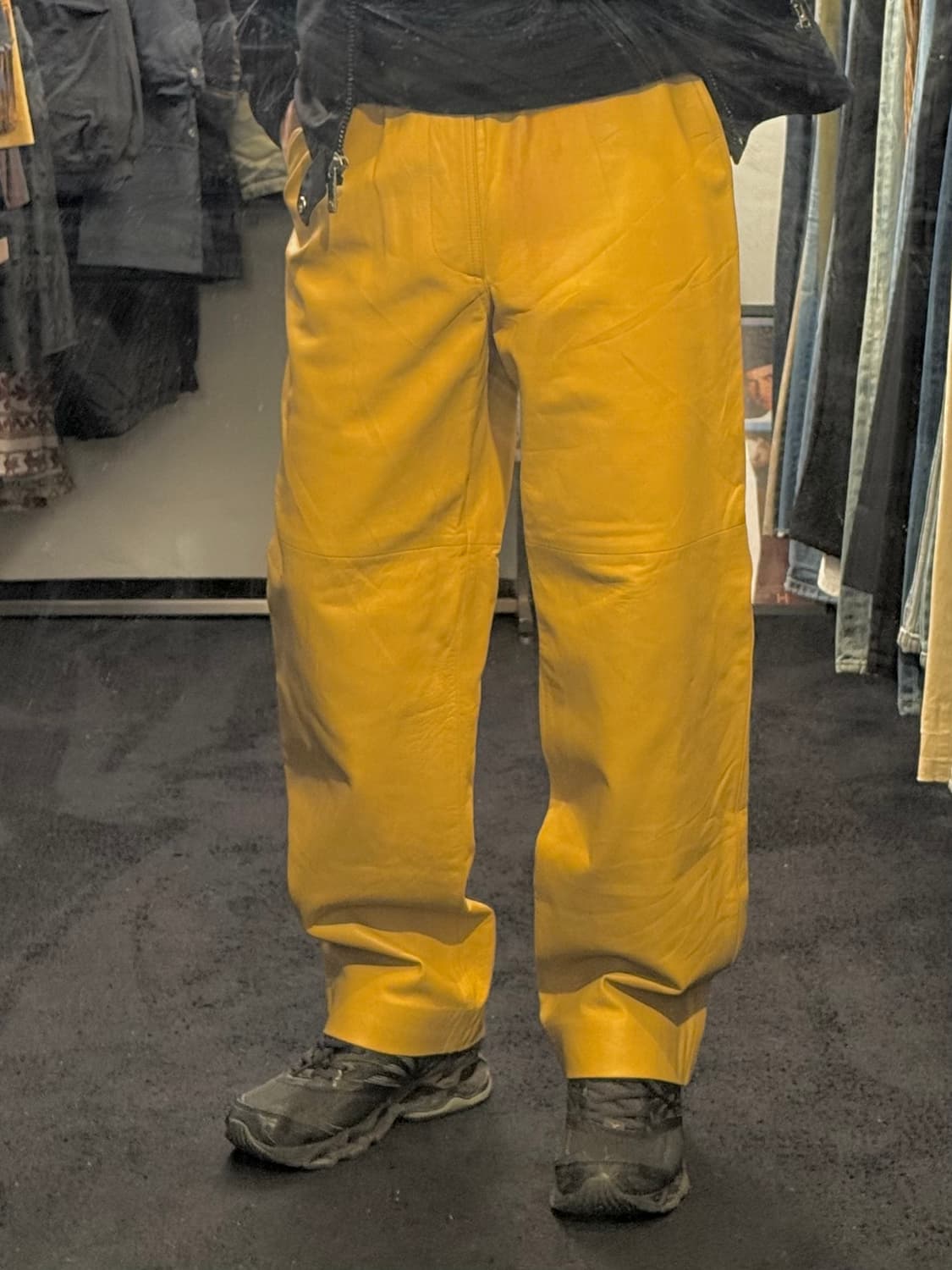 VAZIIE 양가죽 세미 와이드 팬츠 가죽 레더 32 카멜 웨스턴 일본 상품이미지2