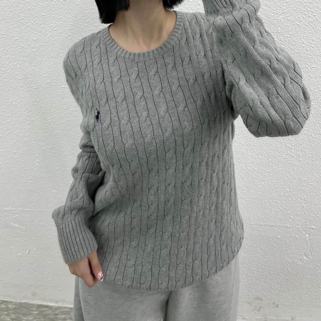 폴로 랄프로렌 네이비포니 그레이 꽈배기 니트 XL 상품이미지5