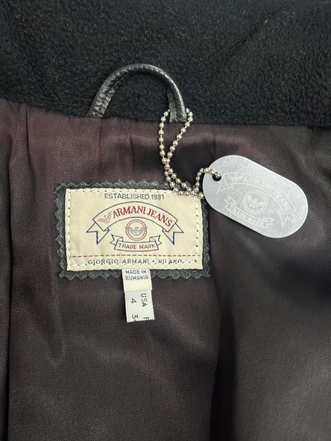 90s Armani Jeans 레더 자켓 M 상품이미지9