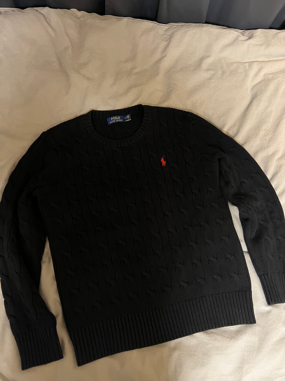 폴로 랄프로렌 케이블 괘배기 니트 블랙 S 상품이미지1