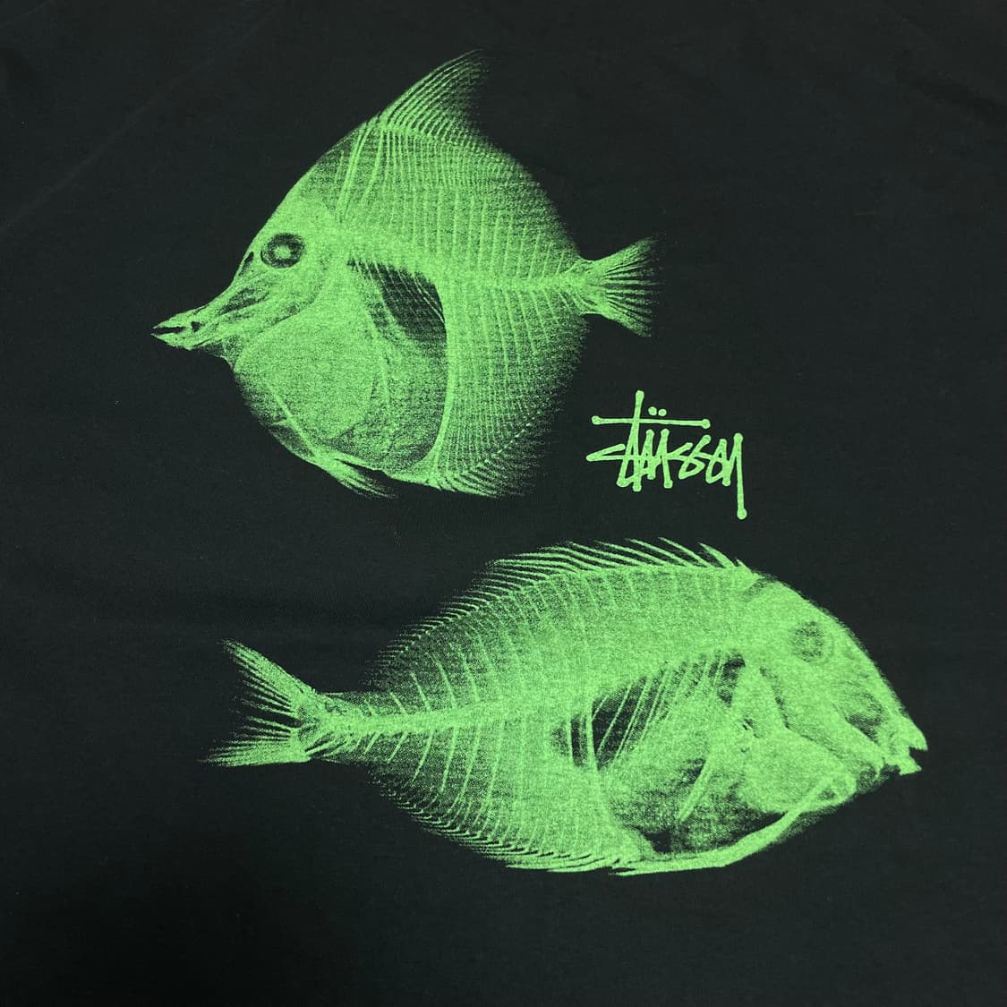 새상품 스투시 stussy 엑스레이 피싱 블랙 반팔 반팔티 티셔츠 xxl 상품이미지2