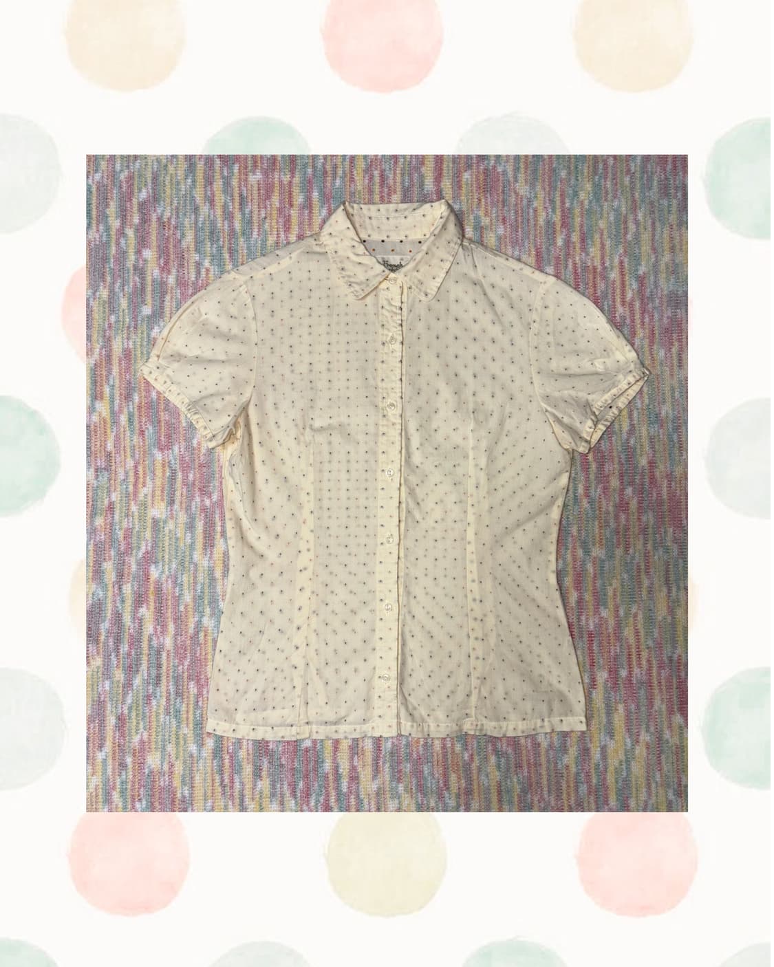 연노랑 도트 반소매 블라우스 상품이미지1