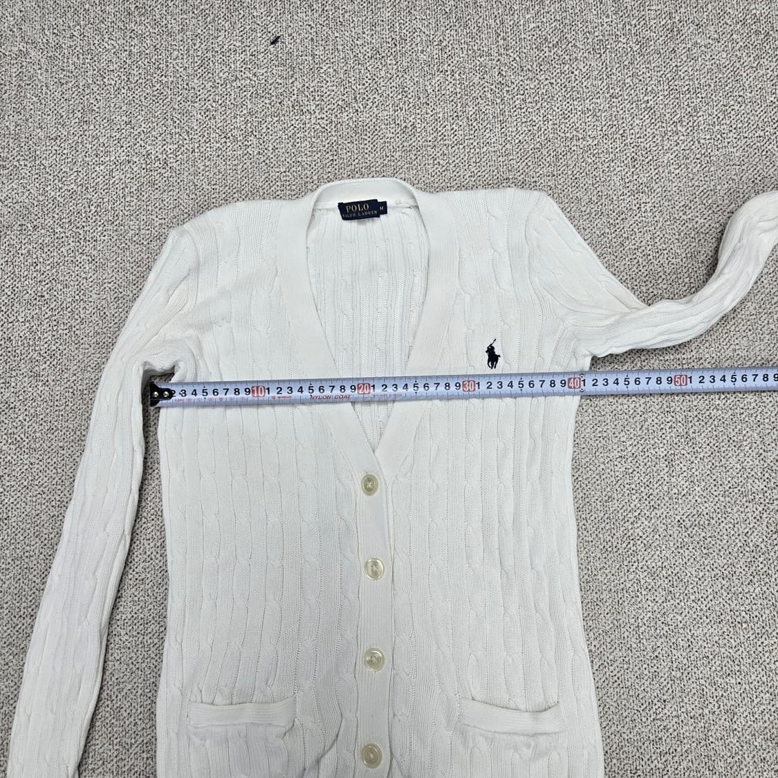 a0112. 폴로 랄프로렌 화이트 케이블 니트 가디건 M 상품이미지7