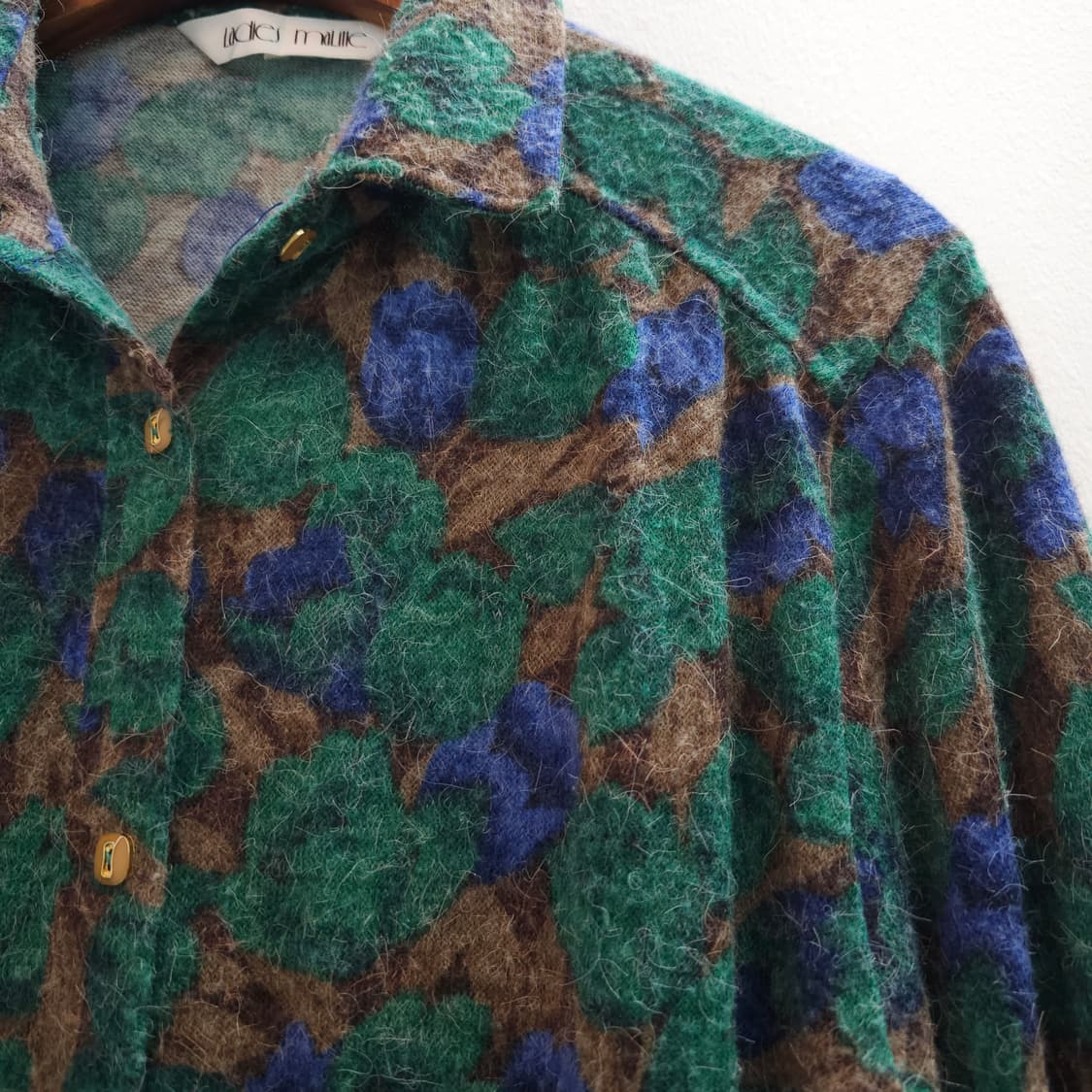 레트로 그린 플라워 울 보아셔츠 상품이미지4