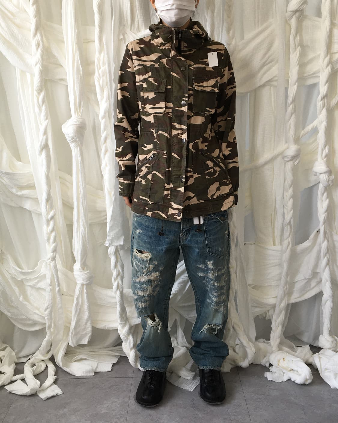 Camo pattern high neck jacket 상품이미지6