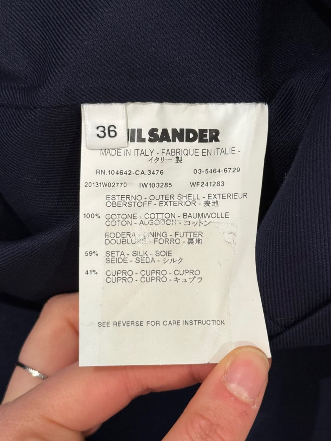 질샌더 네이비 와이드 슬리브 싱글 롱 코트 상품이미지9