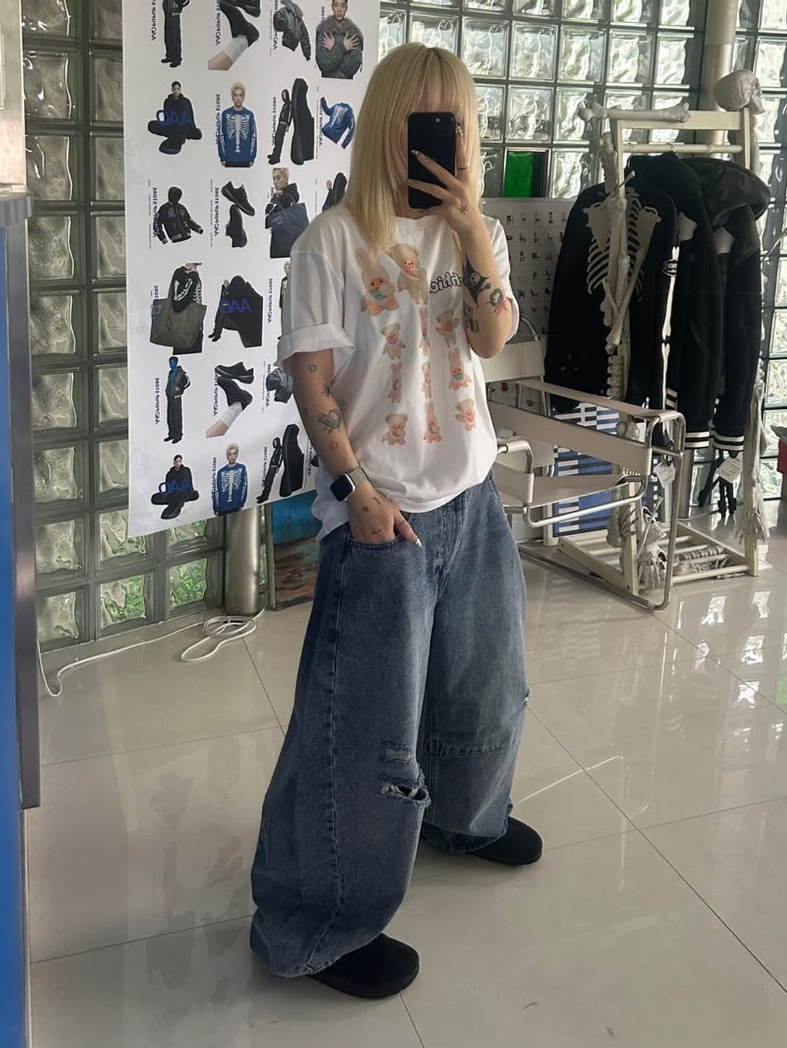 SILHOUETTE CUR 와이드 실루엣 커브 데미지 데님 팬츠 상품이미지2