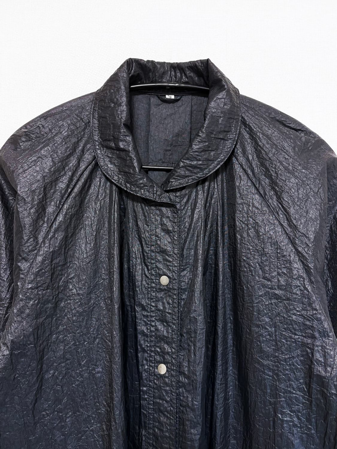 Nylon Raglan Long Coat - Black 상품이미지6