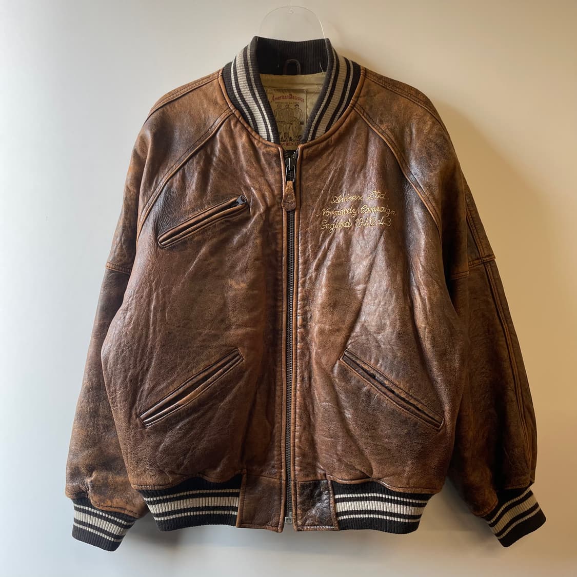 90s 아비렉스 아이콘 가죽 바시티자켓 상품이미지2