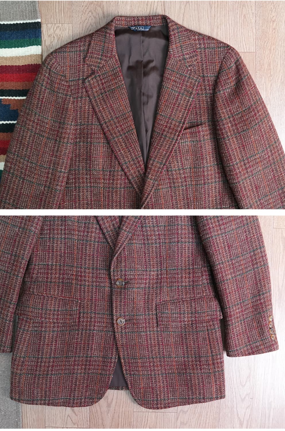 일본판 폴로랄프로렌 울100% 트위드 체크자켓 M 상품이미지4