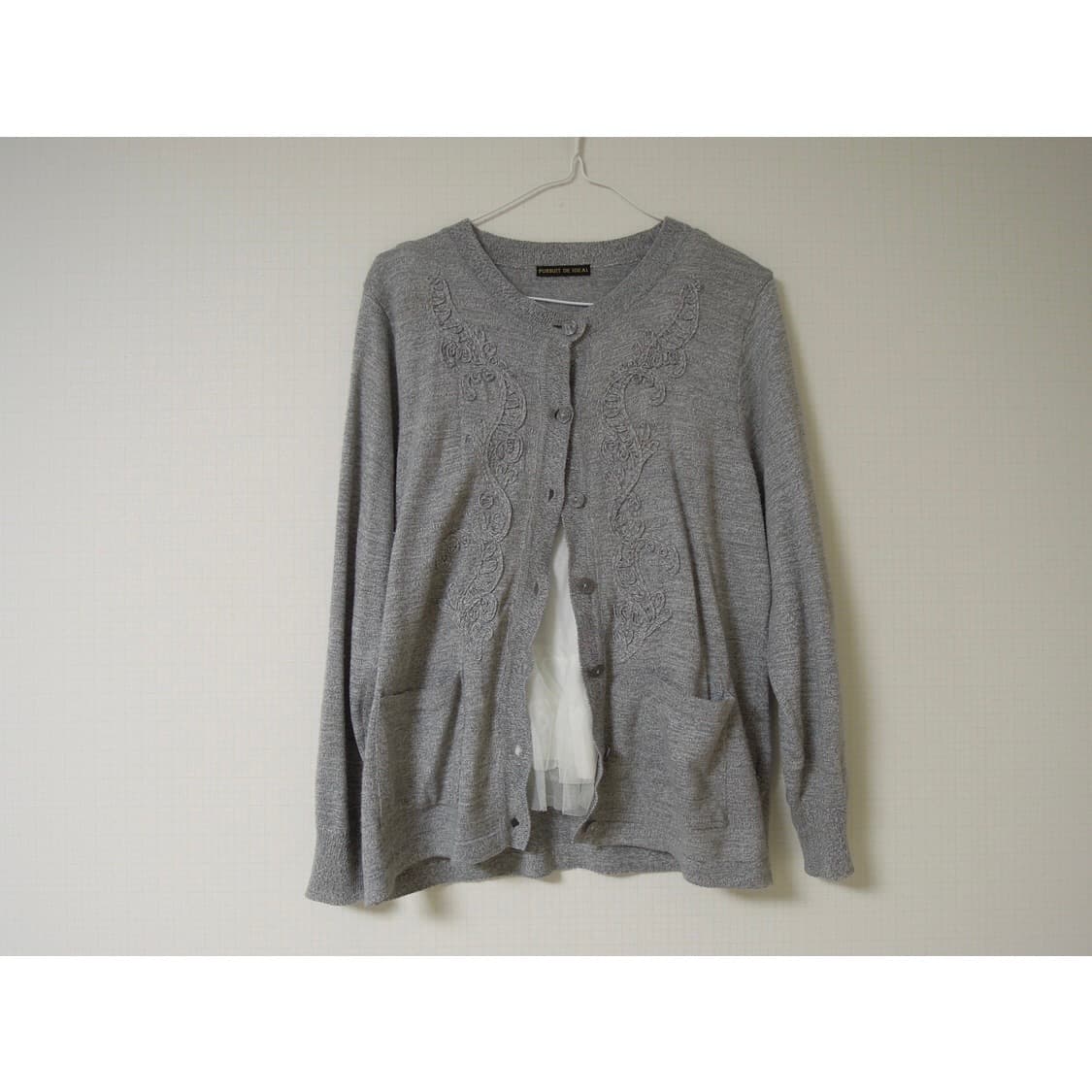 앤틱 자수 페어리 샵페어리 그레이 가디건 모리 하구미 상품이미지4