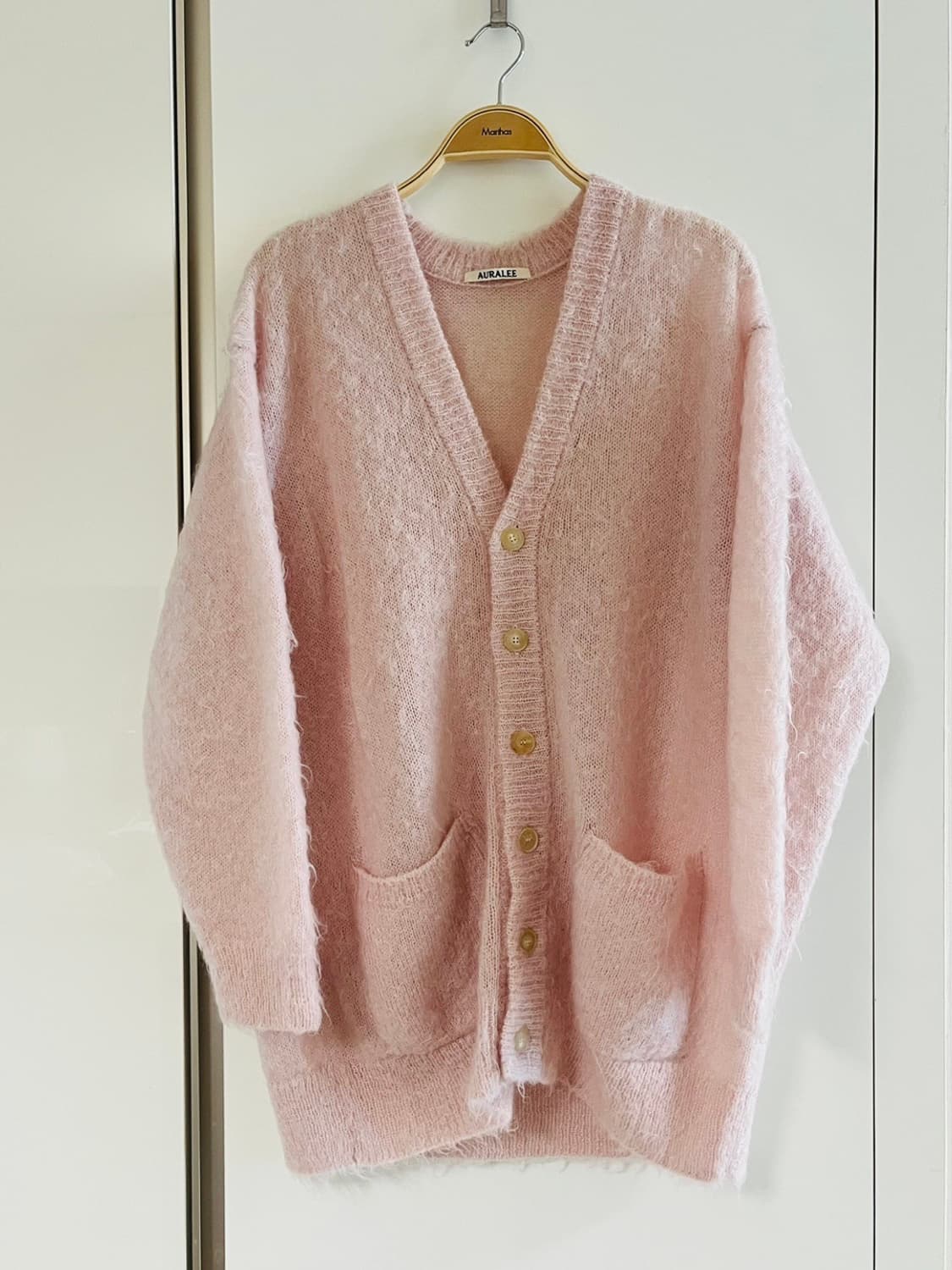 오라리 모헤어 핑크 가디건 상품이미지3