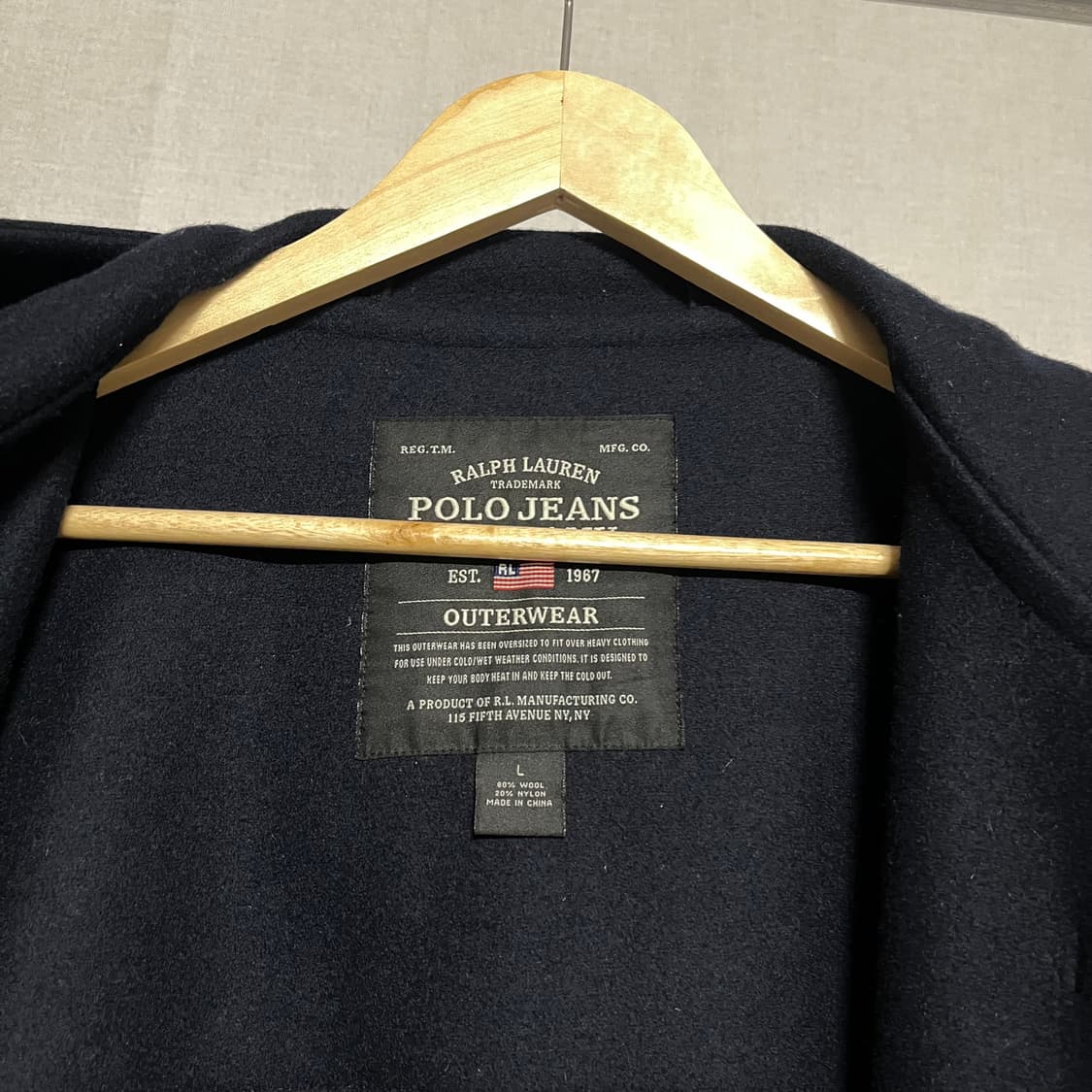 폴로 랄프로렌 더플코트 블랙 L 상품이미지4