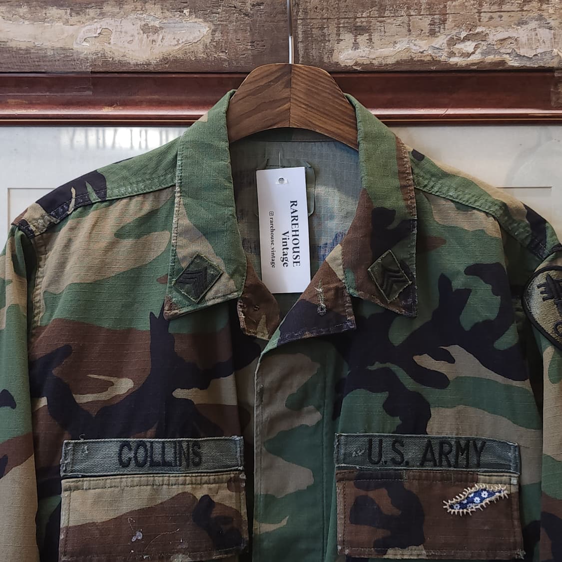 90s 미군 우드랜드 카모셔츠 BDU 미디움 레귤러 커스텀 상품이미지5
